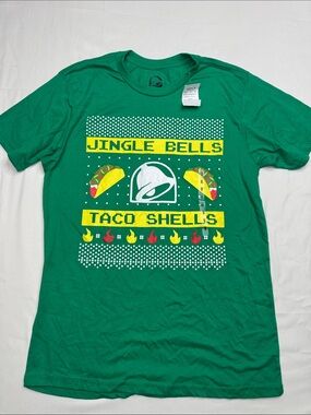Taco Bell "Jingle Bells Taco Shells" Graphic Tee - Green size Medium M new tags